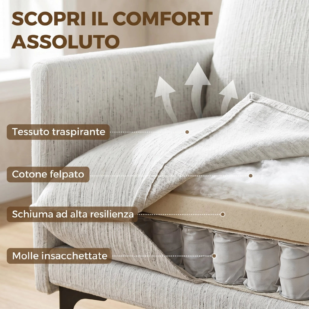 Divano 2 Posti in Tessuto ¨C zephmum ¨C Bianco 131x78x83 cm