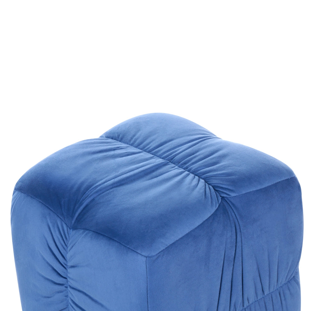 Pouf quadrato in velluto blu 38 x 38 cm, poggiapiedi decorativo con rivestimento setoso, in stile boho, per soggiorno e camera da letto