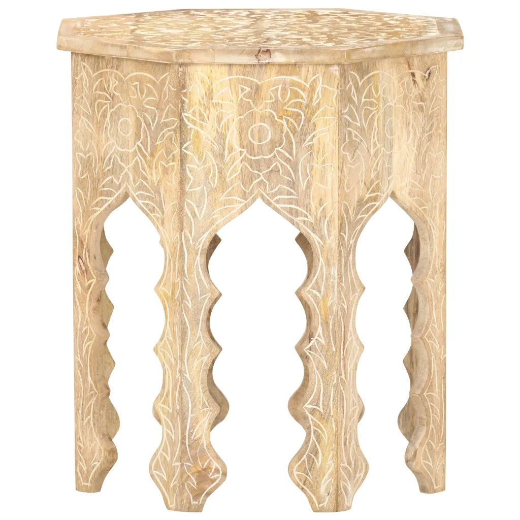 Tavolino da Salotto Ã˜48 cm in Legno Massello di Mango