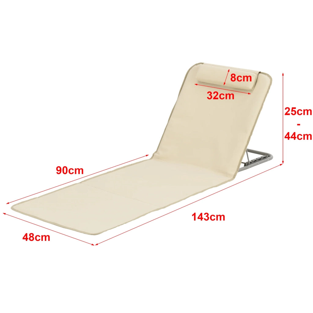 Set di 2 Materassini da Spiaggia Reclinabili Beige 03_0009656