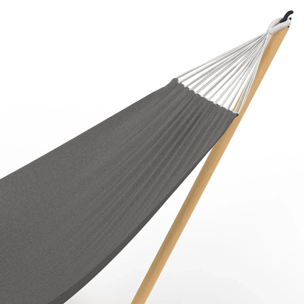 IDMarket - Amaca con supporto in metallo effetto legno e tela grigio antracite
