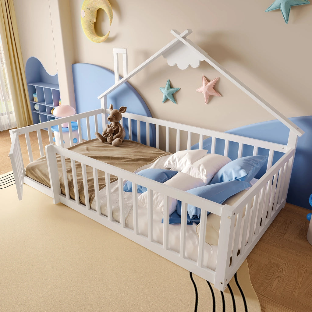 Letto Singolo per Bambini con Sponde e Serratura ¨C MINIMAL ¨C Pino Bianco 90x190
