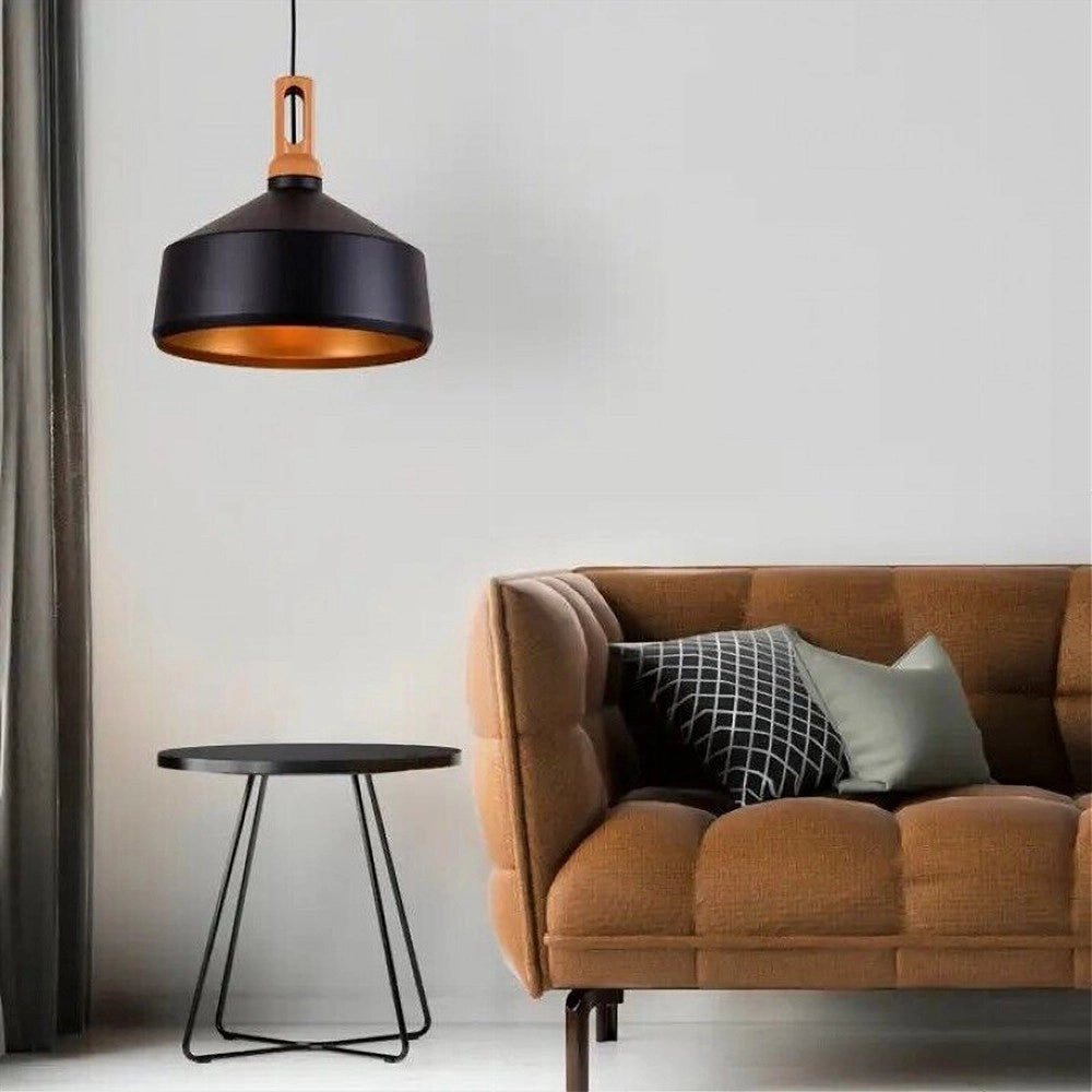 Trade Shop - Lampadario A Sospensione Stile Industriale In Metallo Pendente A Coppa E27 A93 - Nero