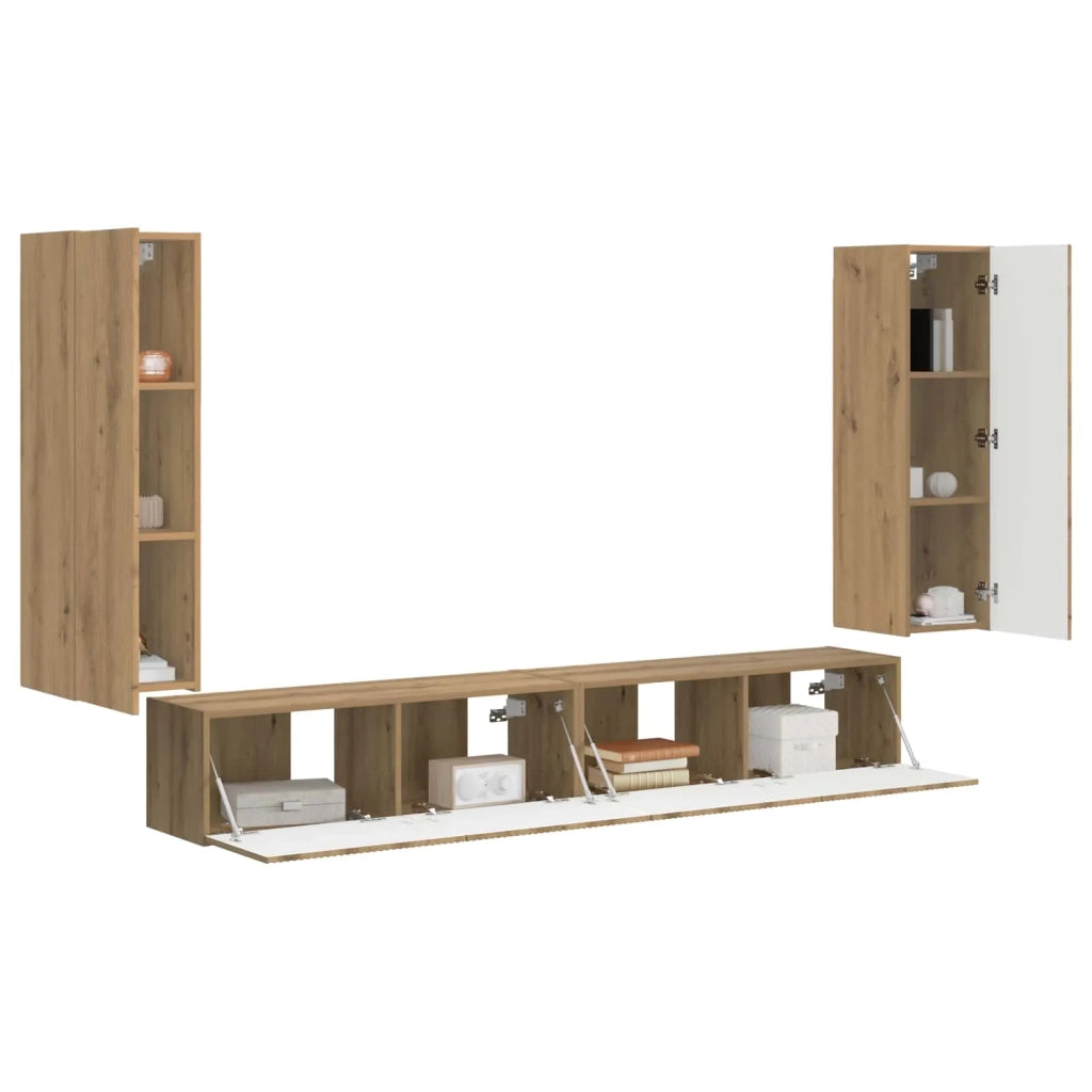 Set di Mobiletto da TV a Parete 4 pcs Rovere artigianale 3408933