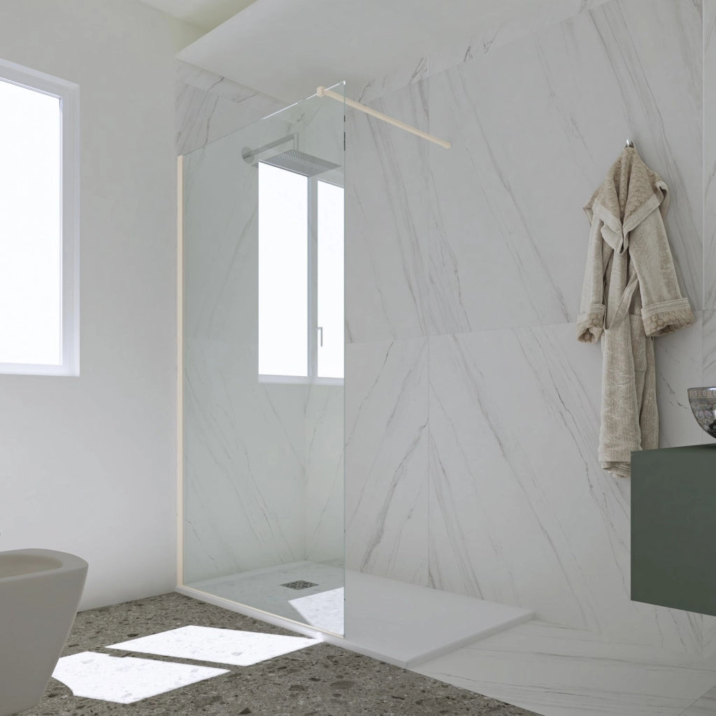 Parete doccia Walk-in da 120 CM H 200 Vetro Trasparente Profilo Champagne in pvc mod. Kolors