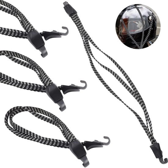Kit di 4 cinture da bagagliazzo, 3 in 1 cinture da sella per bicicletta, espansioni elastiche con ganci, cinture elastiche per bagagliazzo per bagagliazzo, biciclette, motociclette, ecc. (70-123 cm)