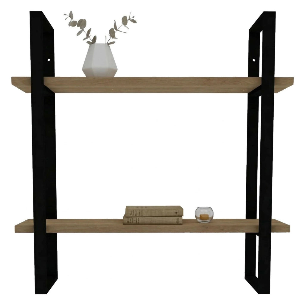 Picerno, Mensola 2 Ripiani, 70x22x70h cm Marrone Rovere