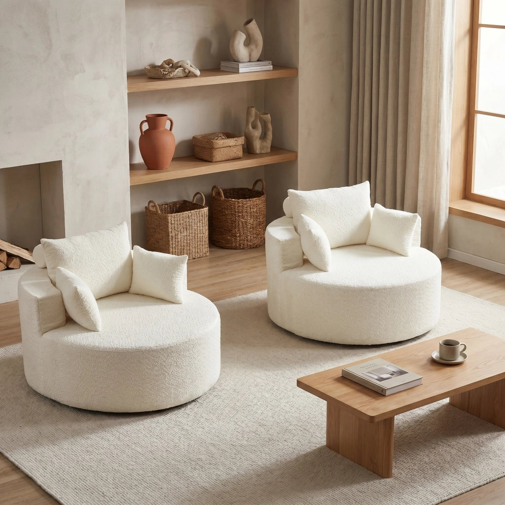 Poltrona modulare in chenille senza montaggio per soggiorno e camera da letto beige 44 kg