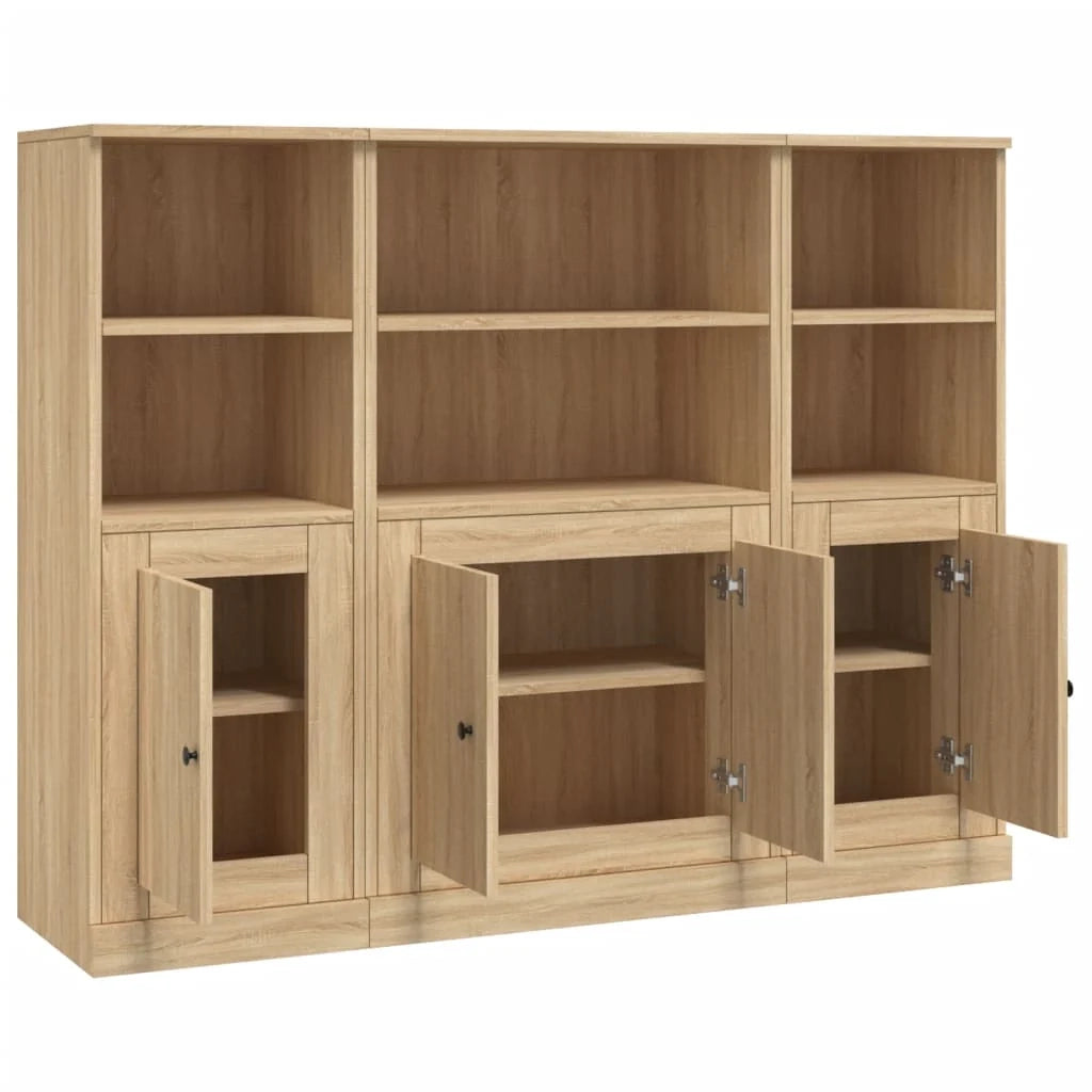 Buffet credenza cassettiera armadio mobile contenitore organizer per cucina soggiorno salotti 3 pezzi legno ingegnerizzato Sonoma marrone 02_0037109