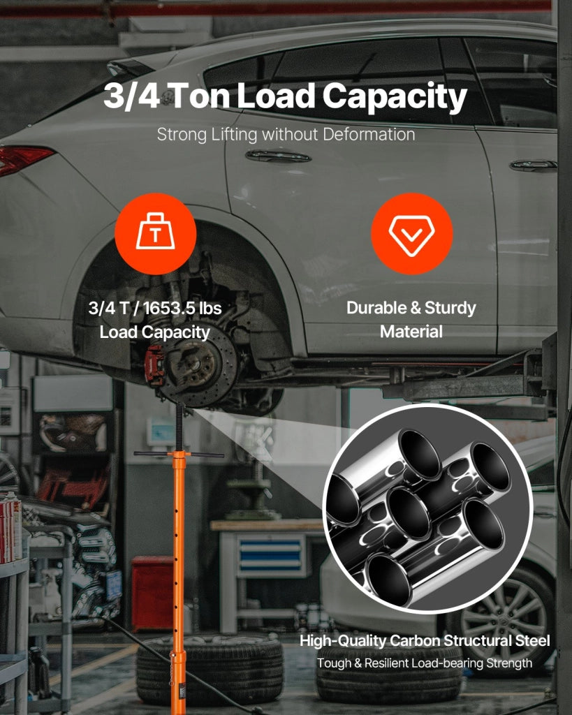 Supporto per Sollevatore Sottomacchina 0,75 Tonnellate Regolabile 975-1915 mm con Maniglia Girevole e Vite Autobloccante per Garage Officina