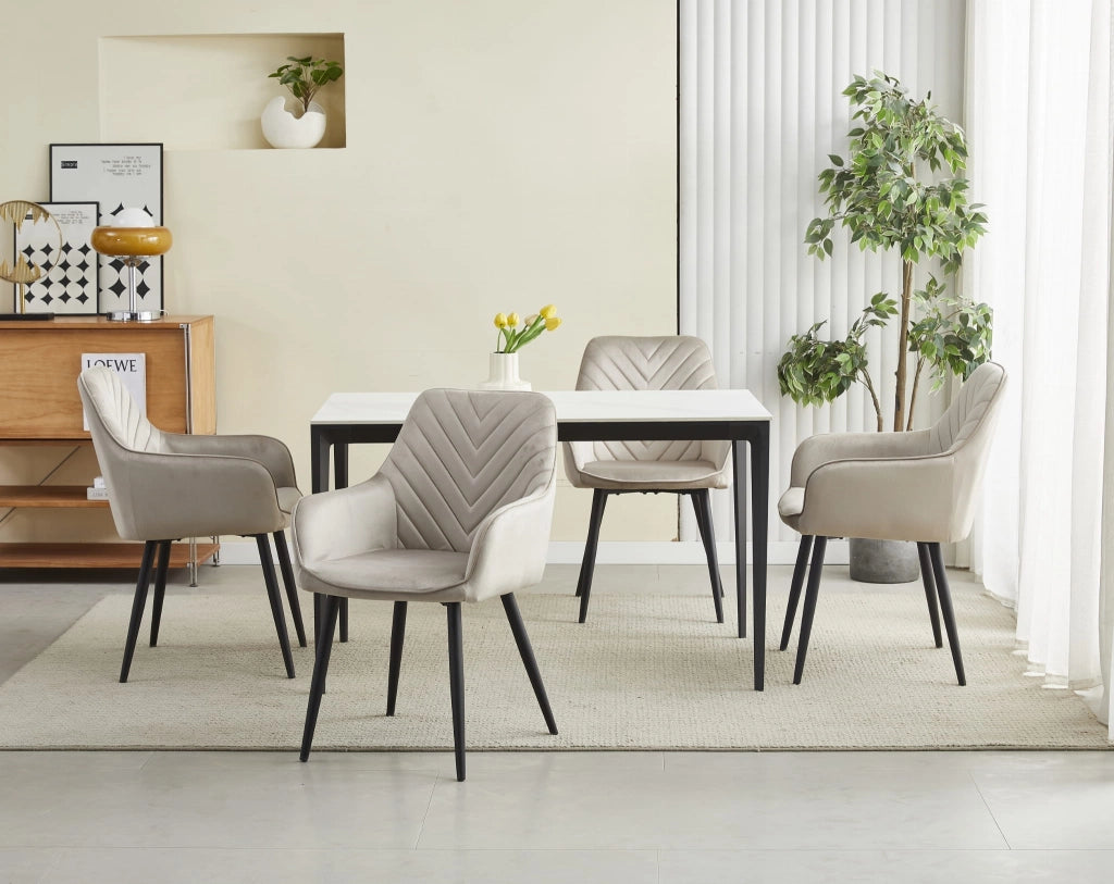 Sedia VALORA WAAV - Elegante velluto beige scuro per soggiorno, cucina, sala da pranzo