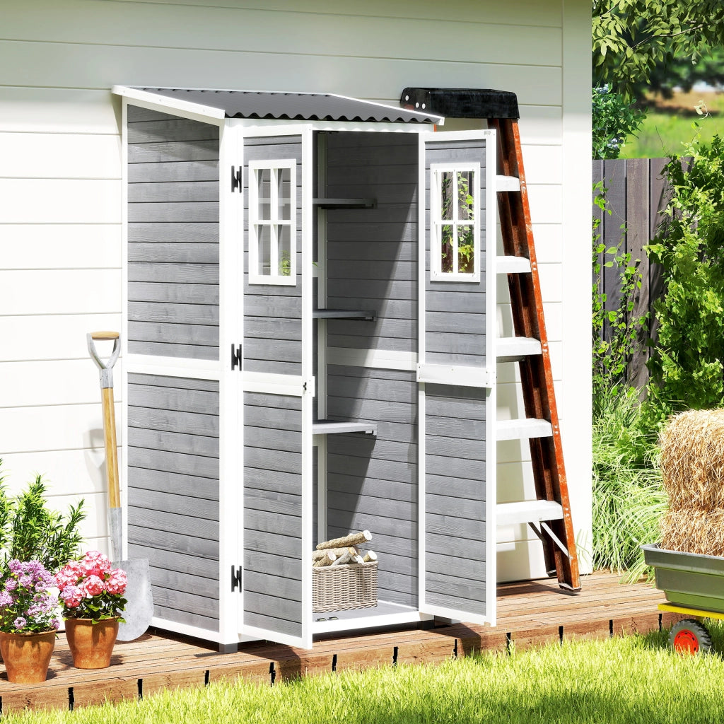 Casetta da Giardino in Legno con Ripiani ¨C zephmum ¨C Grigio 88x132x19