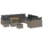 Set di Divani da Giardino  da 13 Pezzi con Cuscini Grigio Polyrattan Acacia