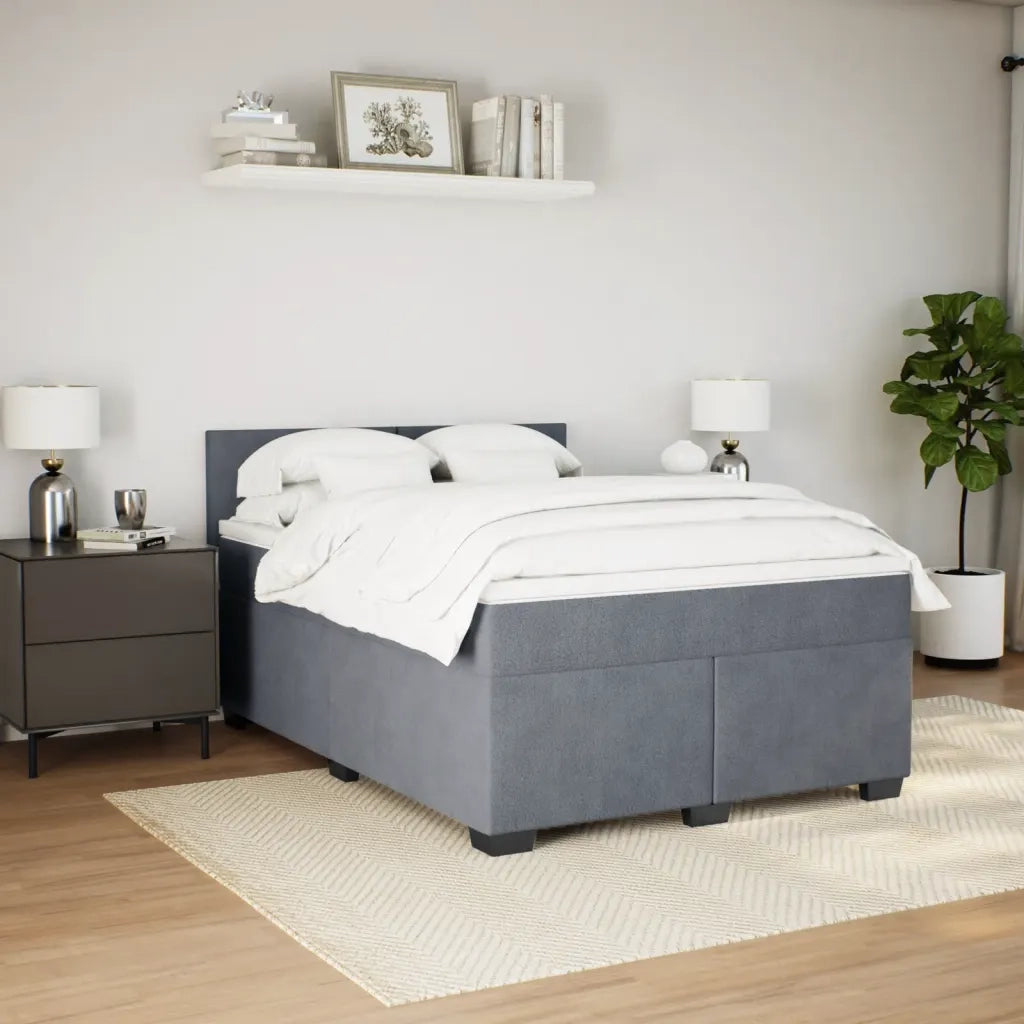Giroletto a Molle con Materasso Grigio Scuro 140x200 cm Velluto