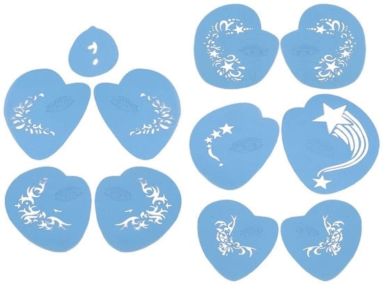 Kit di stencil per corpo - 5 pezzi - Schede per trucco - Stencil per corpo - Festival/Halloween - Materiale PET di alta qualità - Kit di stencil per corpo