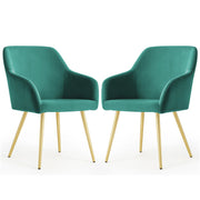 Set di 2 Sedie in velluto liscio ESTELLE Verde Bottiglia gambe oro