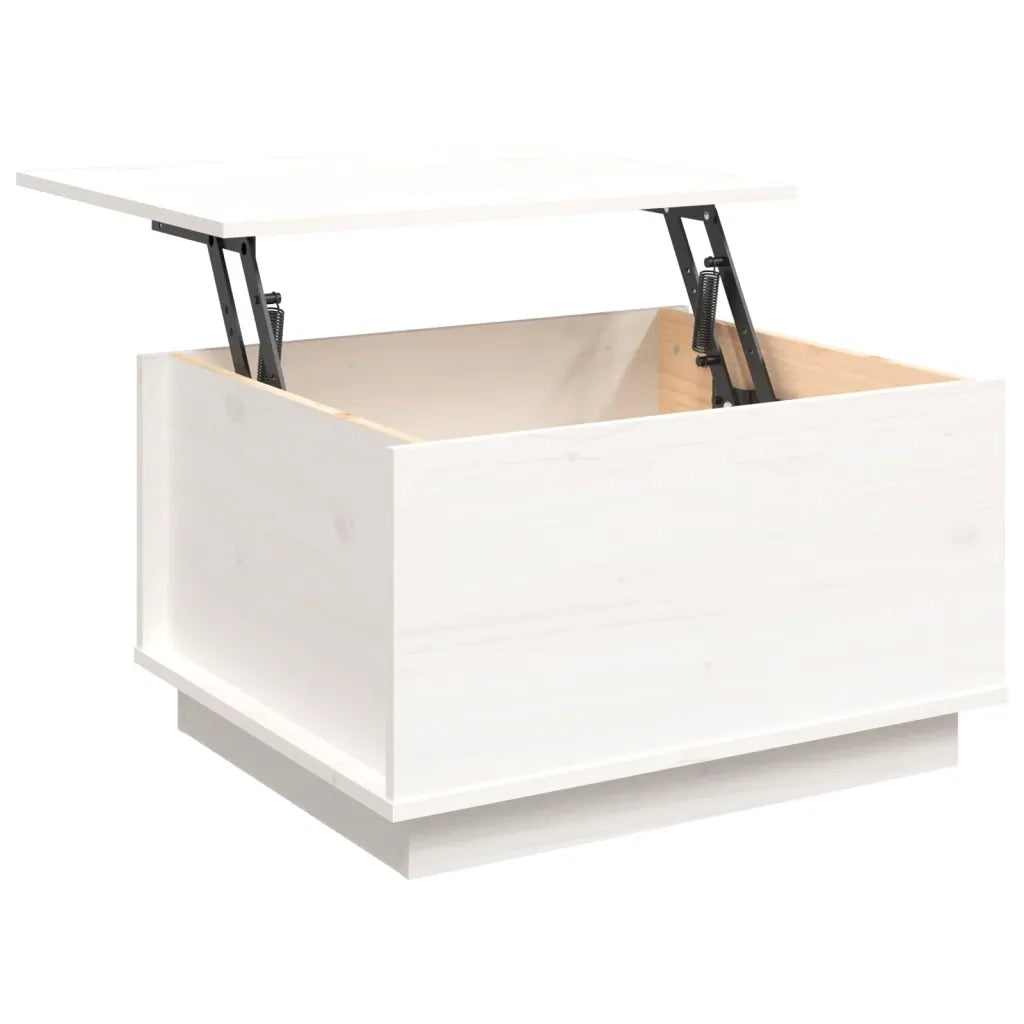 Tavolino da Salotto Bianco 60x50x35 cm Legno Massello di Pino 813416