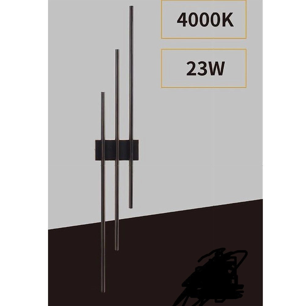 Trade Shop - Applique Da Muro Led 23w Moderna 3 Linee Verticali Nero Luce Calda Naturale Aq13 -