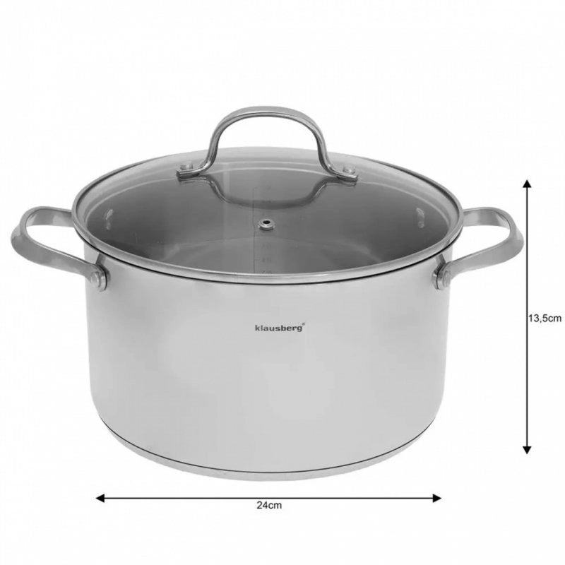 Klausberg KB-7214 Pentola in acciaio inox con coperchio da 5,9 l per tutti i piani cottura