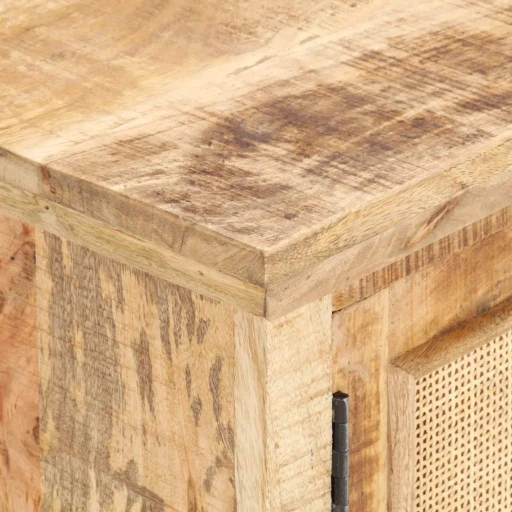 Tavolino da Salotto 90x50x35 cm Legno Massello di Mango e Canna 289089