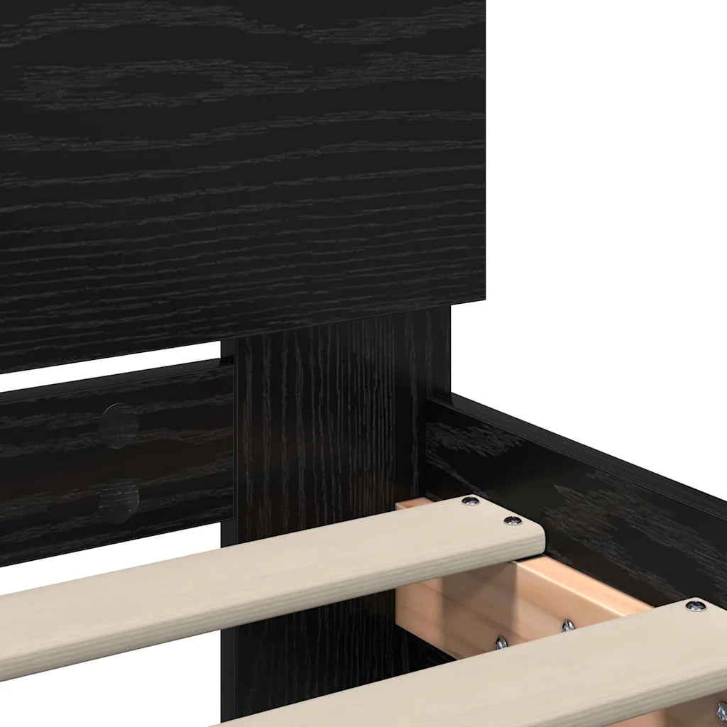 Struttura del letto Rovere Nero 75 x 190 cm Legno multistrato 885843