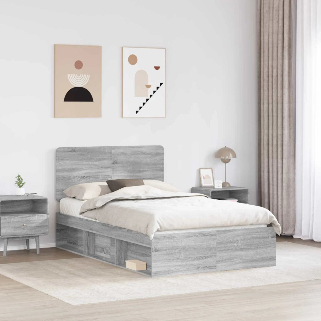 Struttura del letto Grigio Sonoma 135 x 190 cm Pino massello 3412502