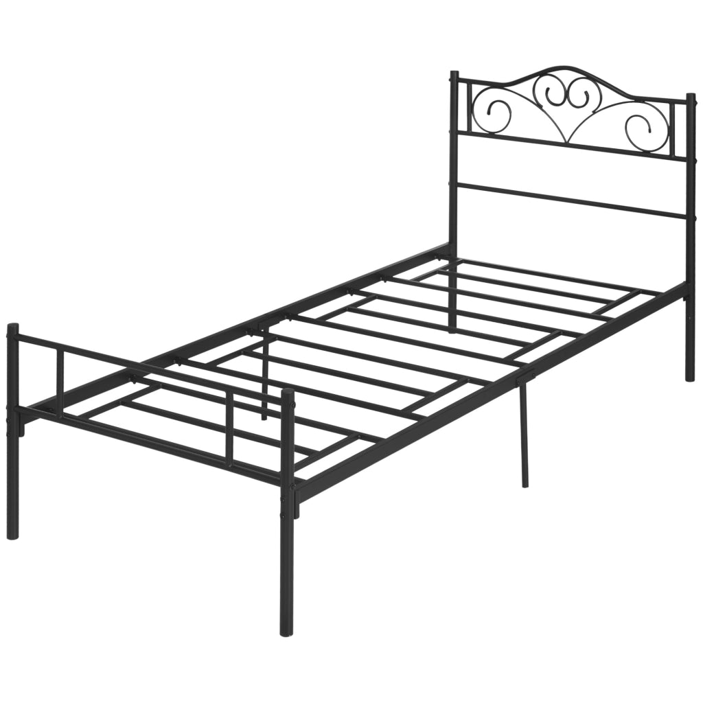 Letto in metallo con rete a doghe ¨C zephmum ¨C nero 90x200 cm