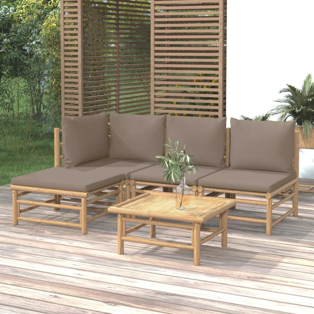 Set Salotto da Giardino 5pz con Cuscini Tortora BambÃ¹