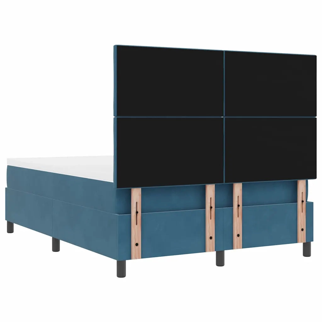 Letto a Sorgente LED Blu Scuro 140 x 200 cm Velluto 3343386