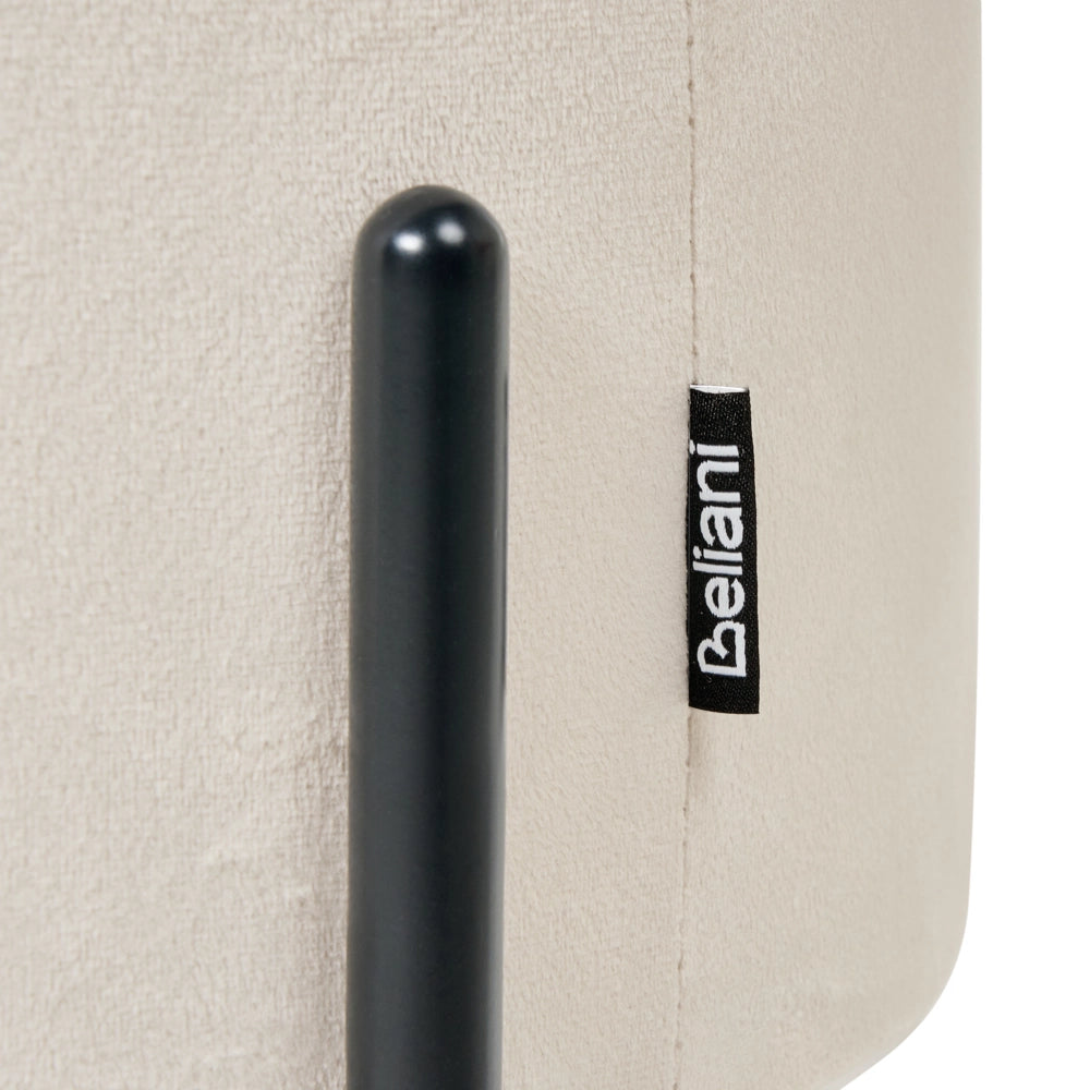 Pouf contenitore con seduta in tessuto velluto e base in legno poggiapiedi rotondo tavolino occasionale beige chiaro