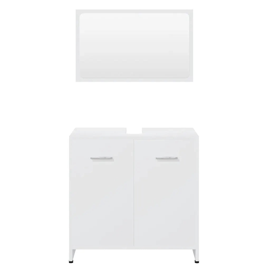 Set Mobili da Bagno Bianco in Legno Multistrato 802579