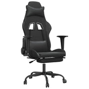 Sedia da Gaming | Sedia da e-sports con Massaggio e Poggiapiedi Nera in Similpelle