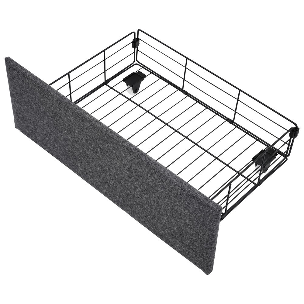 Letto Imbottito Contenitore con LED, USB e Cassetti ¨C MINIMAL ¨C Grigio 140x200
