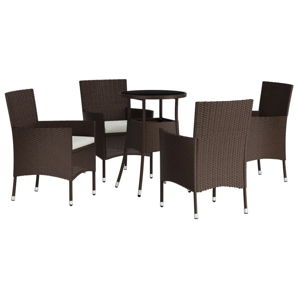 Set BistrÃ² da Giardino 5 pz con Cuscini in Polyrattan Marronecod mxl 93471