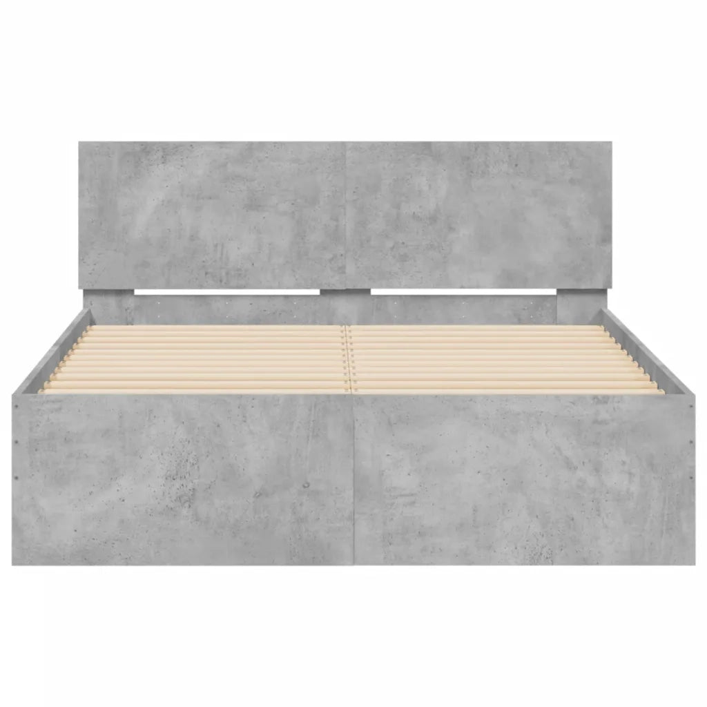 Giroletto con Testiera-Struttura Letto con testiera Grigio Cemento 135x190 cm