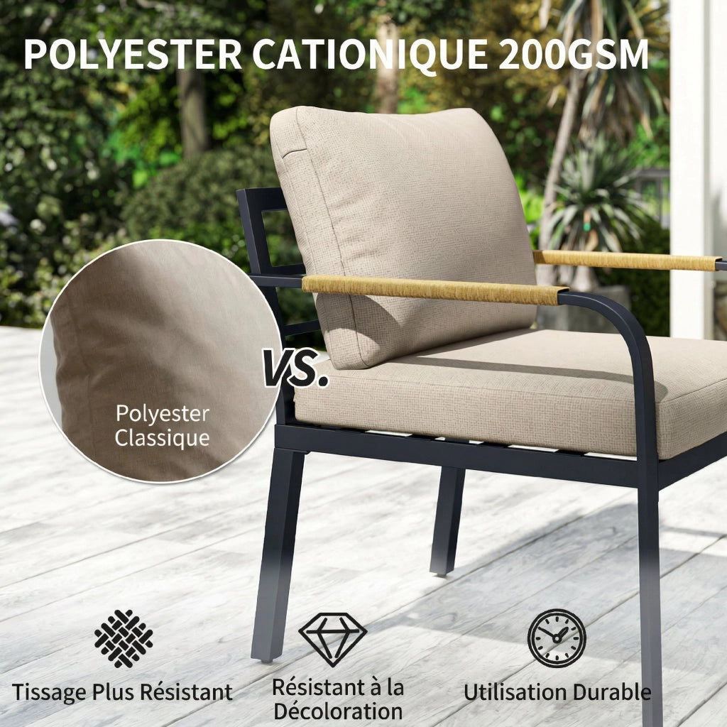 Set Giardino 7 Pezzi Divano Angolare Esterno con Tavolo e Pouf ¨C zephmum ¨C Beige e Grigio