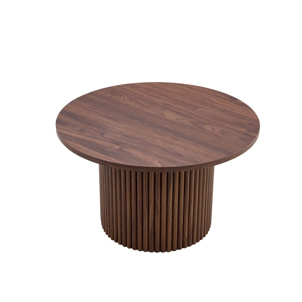 Tavolino da Caff¨¨ Rotondo in MDF ¨C MINIMAL ¨C Noce, Design Gambe in Metallo, ?70 cm