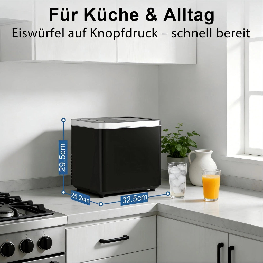 ZMH Macchina per il ghiaccio 1,2L 125W 6 cubetti di ghiaccio in 9 minuti 14 kg/24 ore autopulente per cucina e bar
