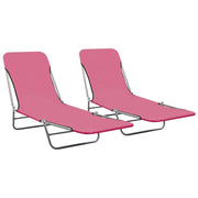 Lettini prendisole pieghevoli 2 pezzi acciaio e tessuto rosa 02_0011937