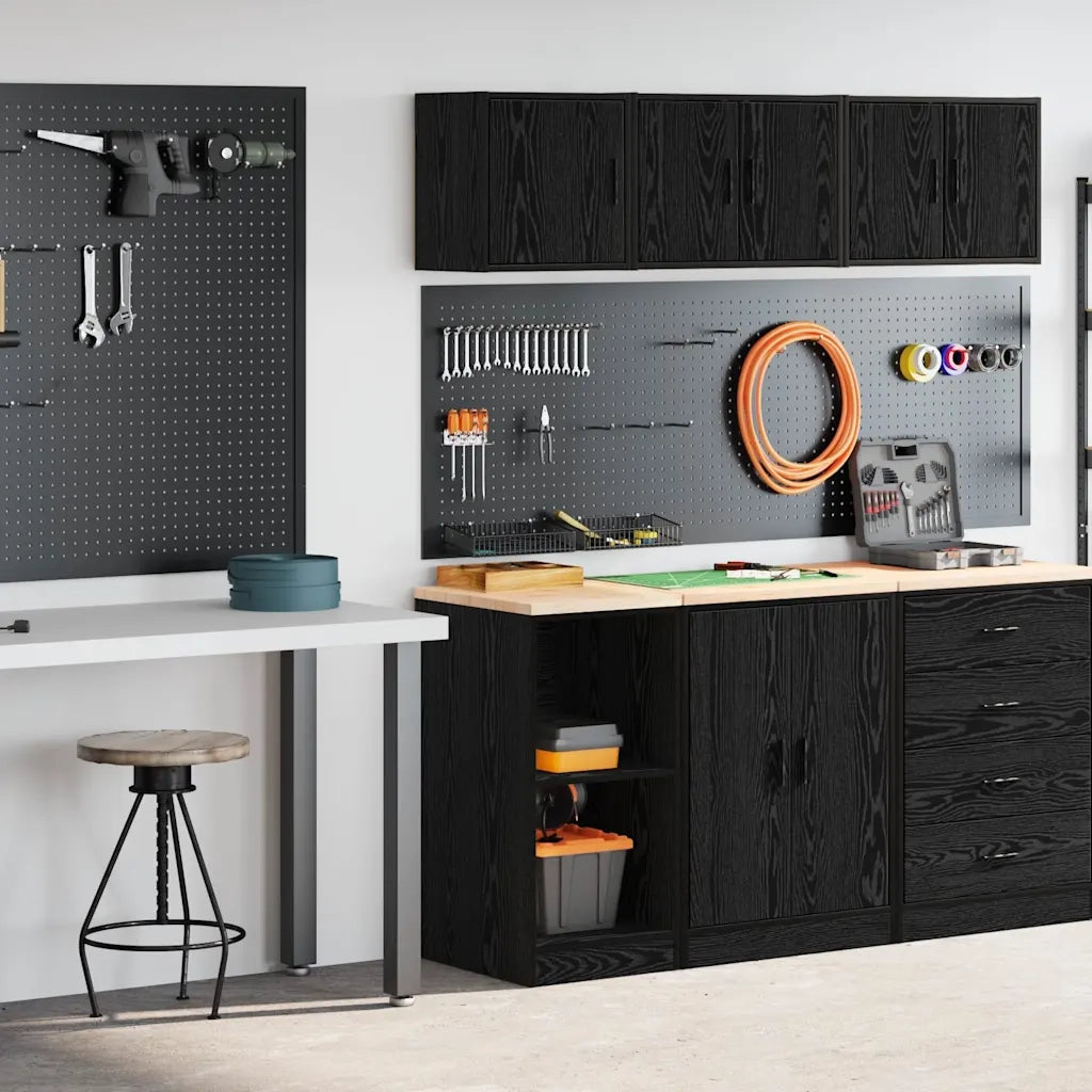 Armadi da Garage 2 pz Neri in Legno Multistrato 3328270