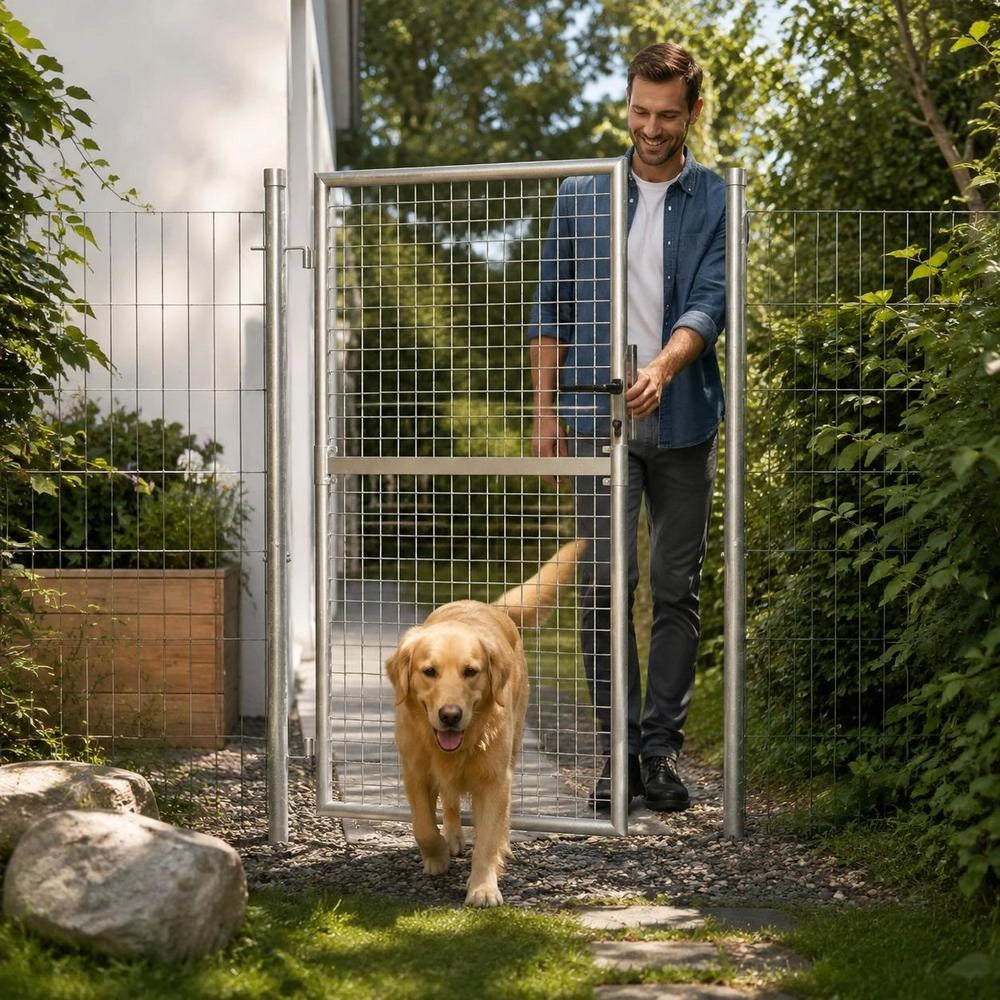 Garden Gate, Galvanized Steel, 105 X 125 Cm, Silver
