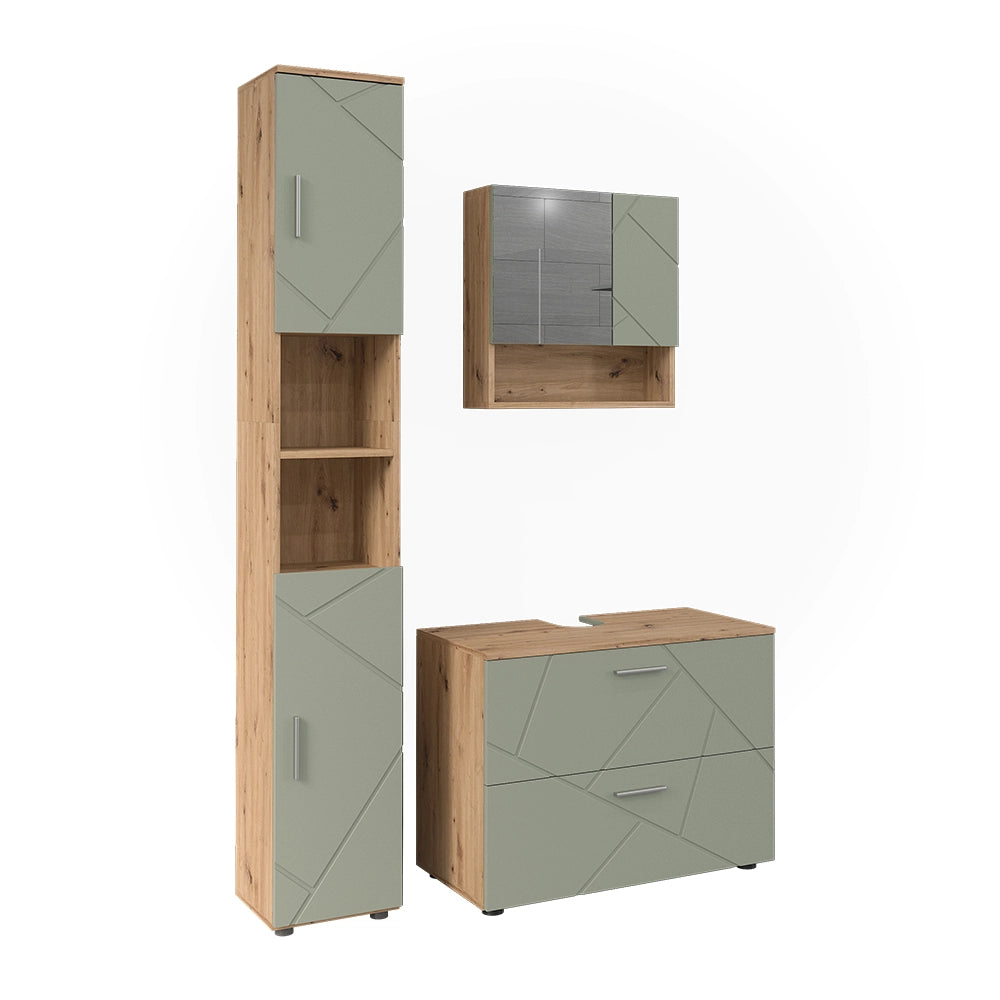 Vicco Set di mobili da bagno Verde salvia 3 parti