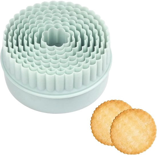 Ustensili per biscotti a forma rotonda a doppia faccia - 8 pezzi - con superficie ruvida/liscia - per biscotti/scones - biscotti a forma rotonda in plastica