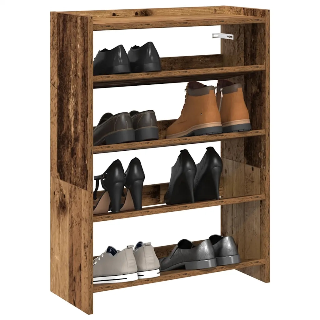 Scarpiera-Scaffale per scarpe Legno Antico 60x25x81 cm in Legno Multistrato