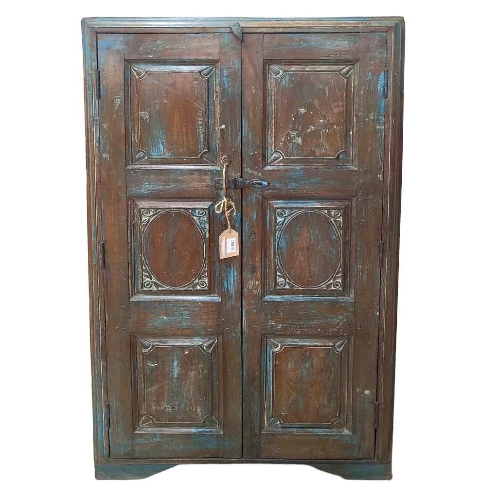 Armadio in legno con finitura artigianale marrone 75x36x138h cm