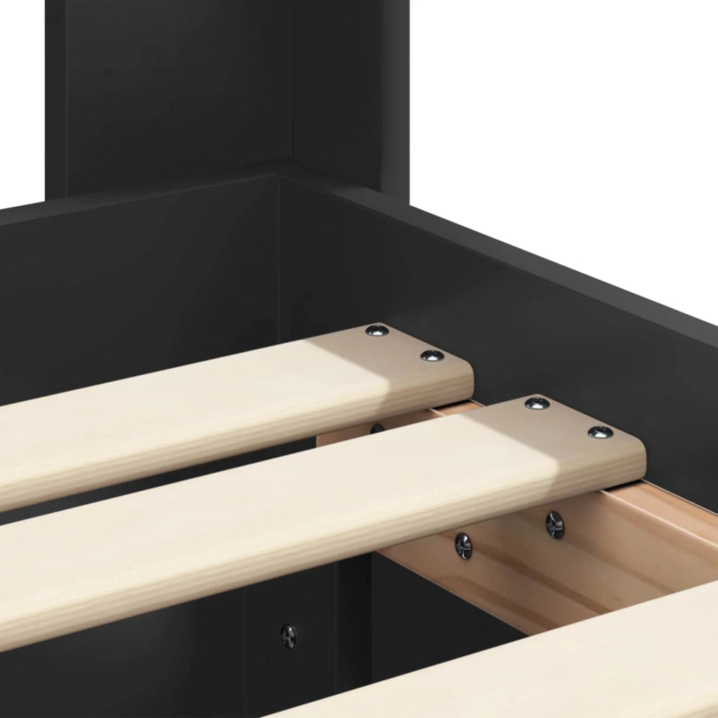 Struttura del letto con stoccaggio e testata Nero 75 x 190 cm 3413990