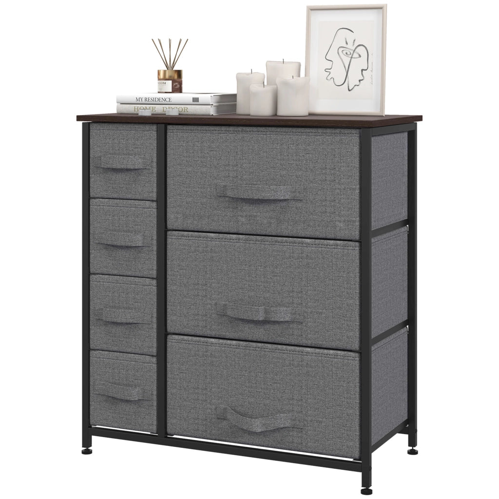 Cassettiera con 7 cassetti in tessuto pieghevoli ¨C zephmum ¨C grigio scuro 63.5x30x71 cm
