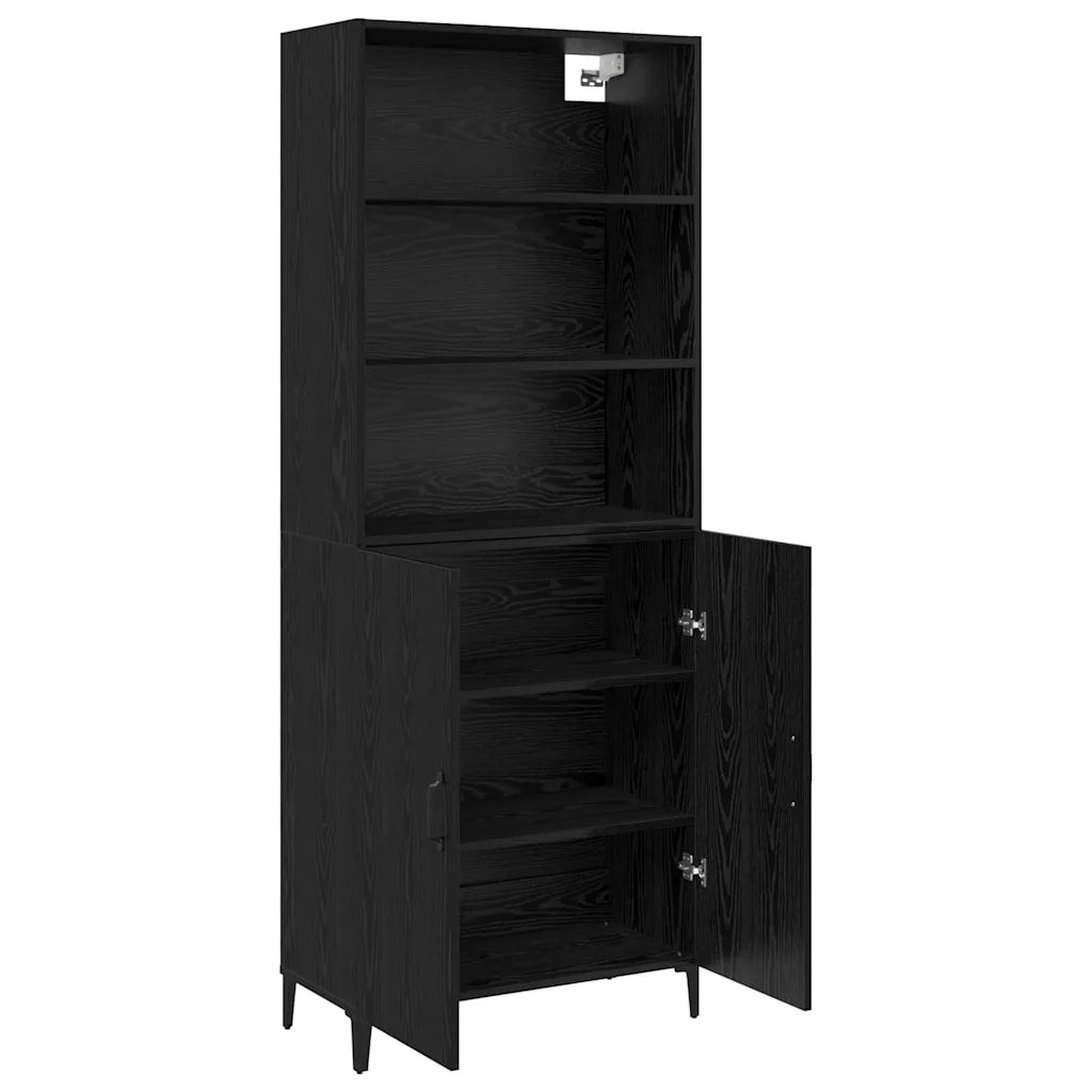 vidaXL Credenza Rovere nero 69.5 x 32.5 x 180 cm Legno multistrato
