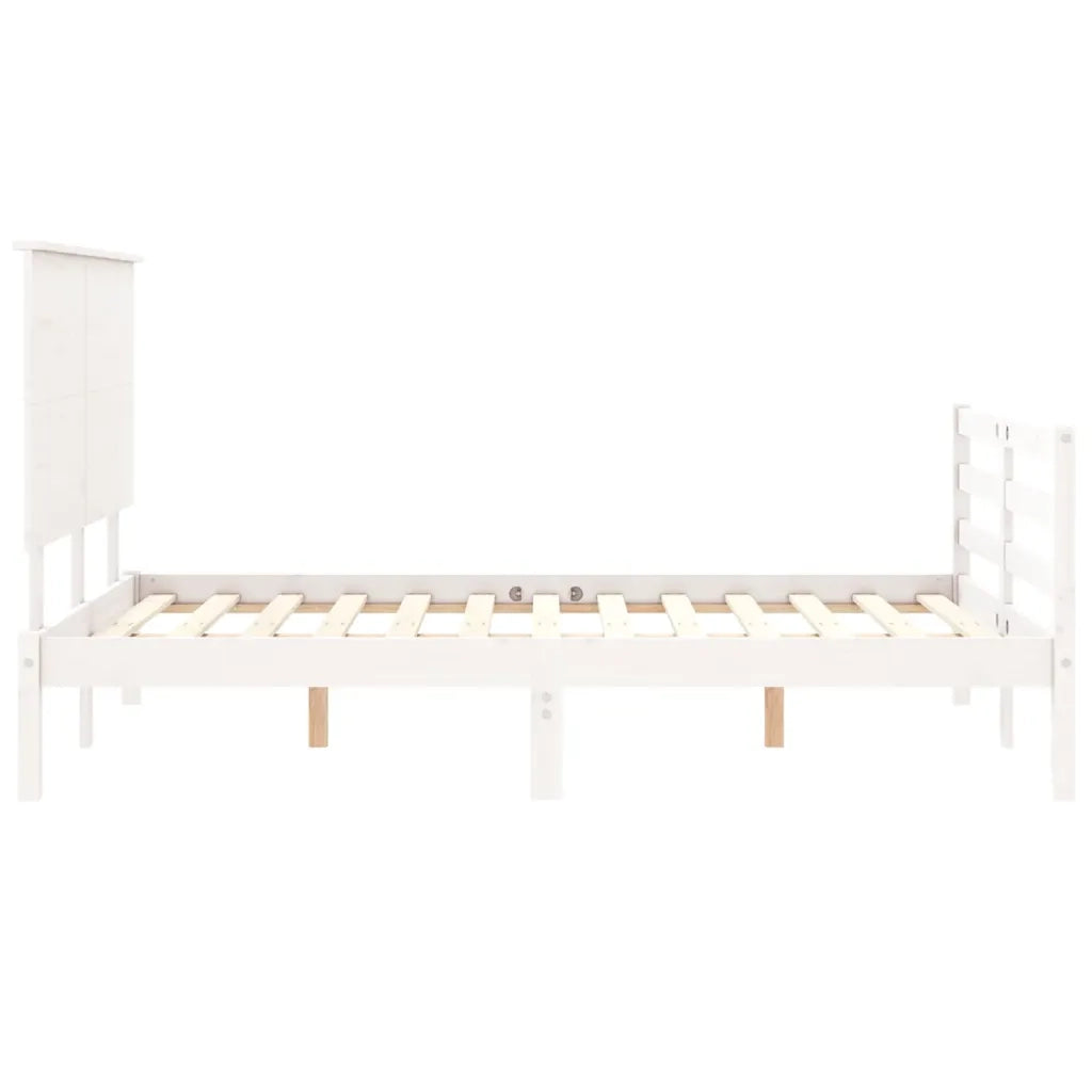 Giroletto con Testiera-Struttura Letto con testiera Bianco 120x200 cm in Legno Massello 610008
