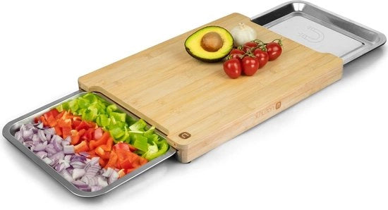 Snodo per taglio in bambù con contenitori magnetici per residui - tavolo da cucina in legno - aiuto in cucina